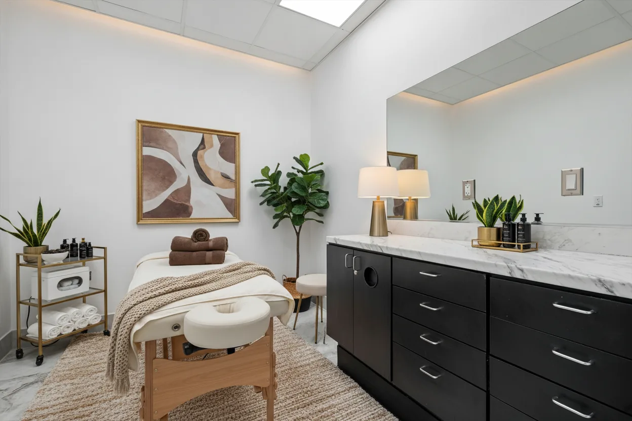 Massage Therapist salon suite for rent at Paradise Suites & Salon in Allen, TX